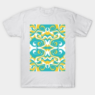 Swirling Pattern in Turquoise and Yellow T-Shirt